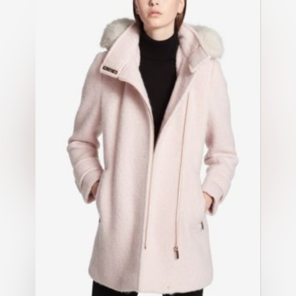 Calvin Klein Fur Trim Hooded Coat